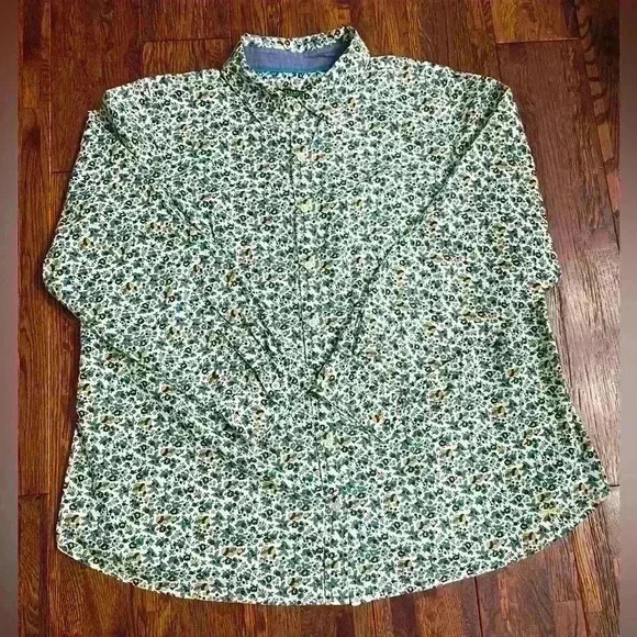 Talbots Tops - TALBOTS Ditsy Floral Mushroom Button Down Shirt in Blue/Green/Yellow